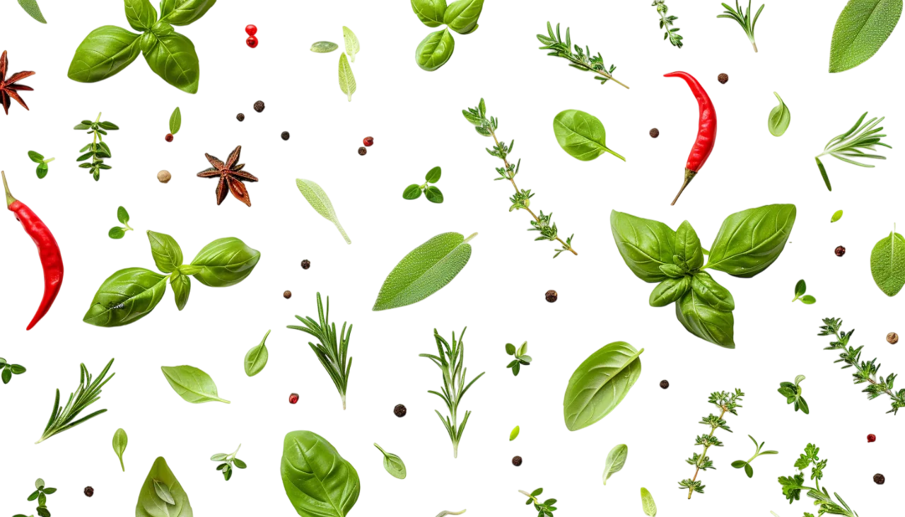 Herbs and Leaves Pattern Background Free PNG