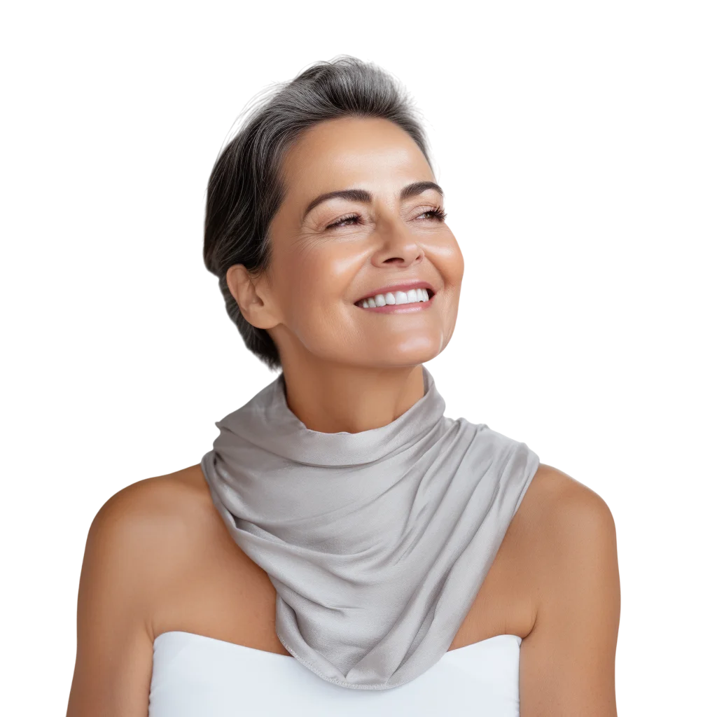 Smiling Woman with Grey Hair Free PNG
