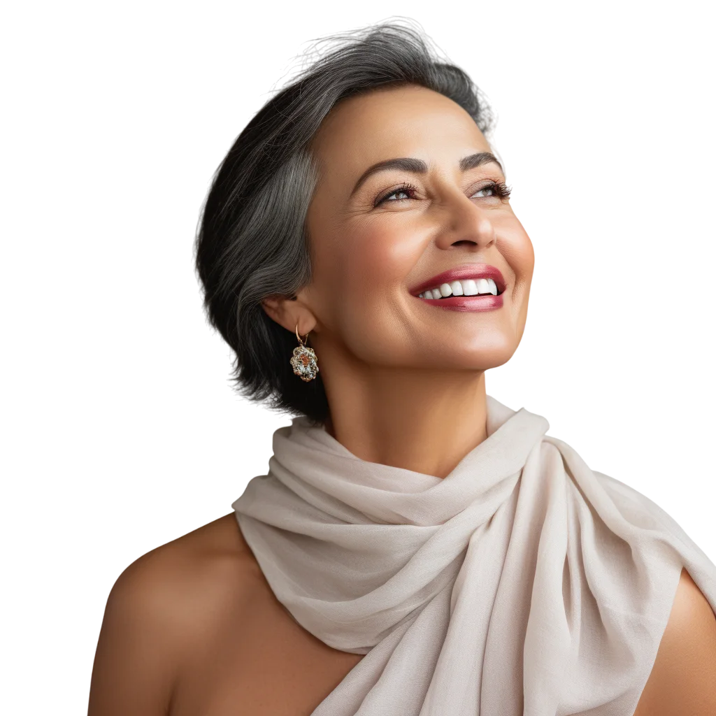 Mature Woman with Scarf Free PNG Portrait