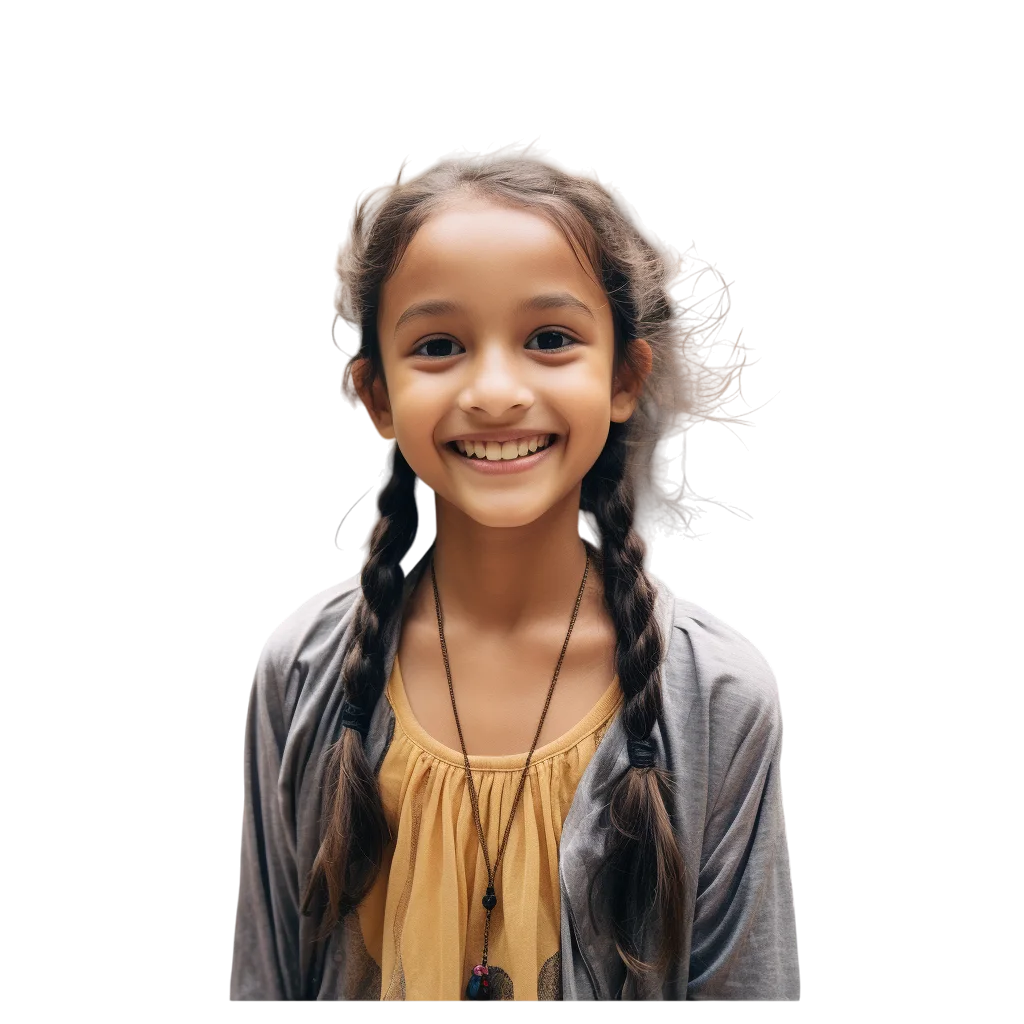 Smiling Little Girl with Braids Free PNG