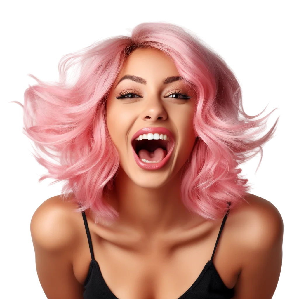 Pink Hair Woman Portrait Free PNG