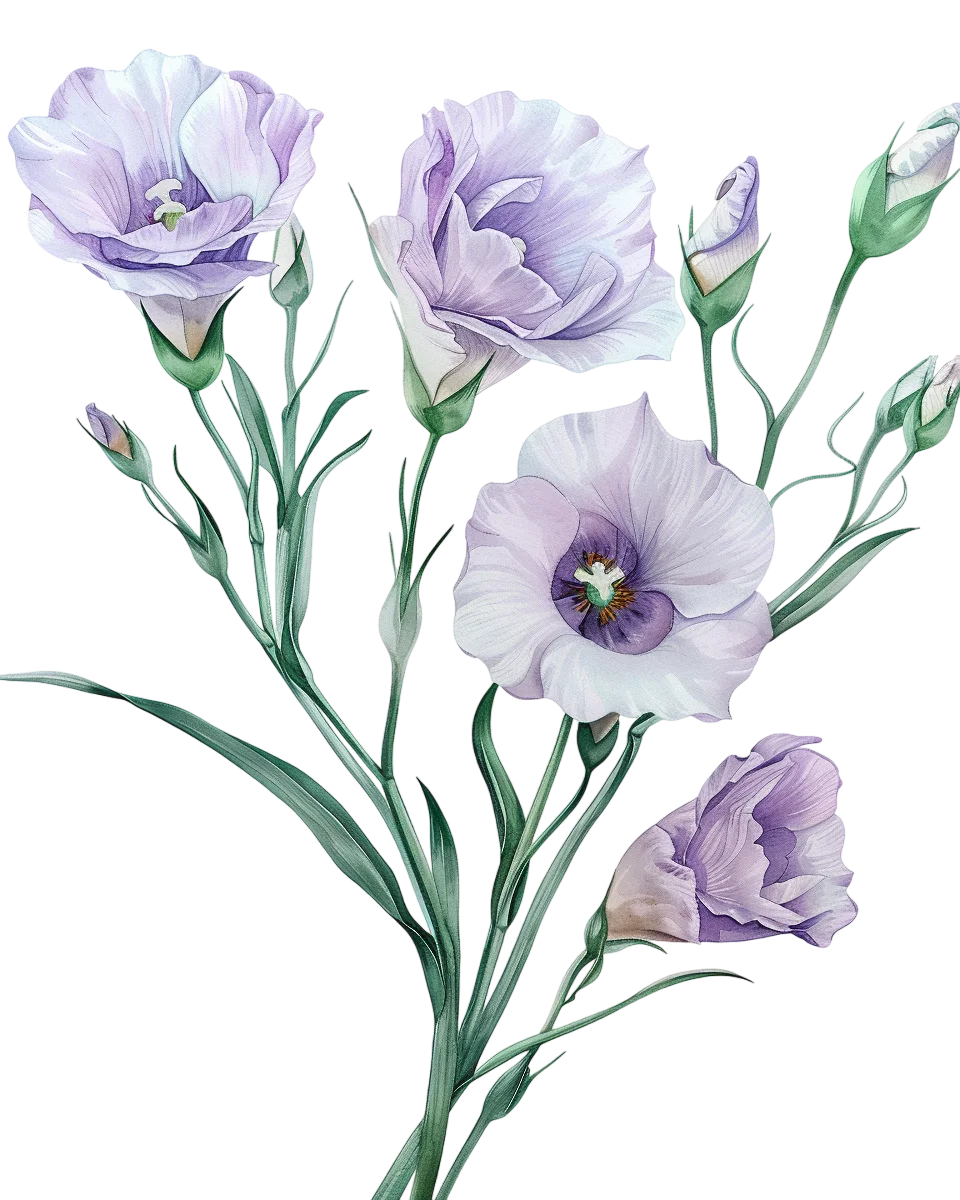 Purple Eustoma Flowers Cluster Free PNG