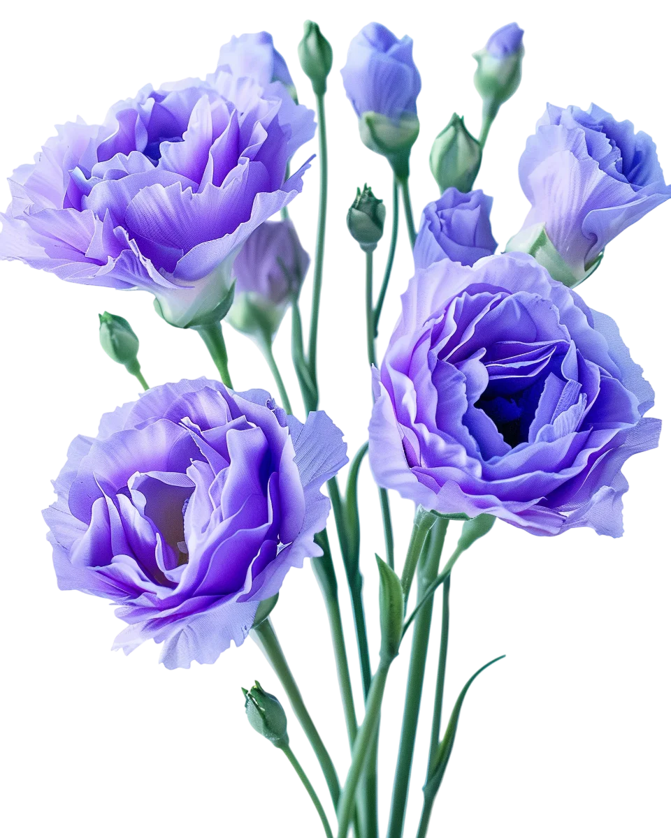 Purple Eustoma Flowers Free PNG Bouquet