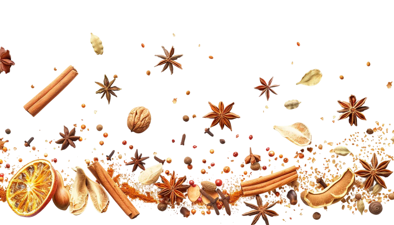 Scattered Spices and Cinnamon Free PNG Image