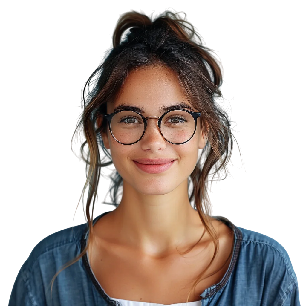 Smiling Woman with Glasses Free PNG Image