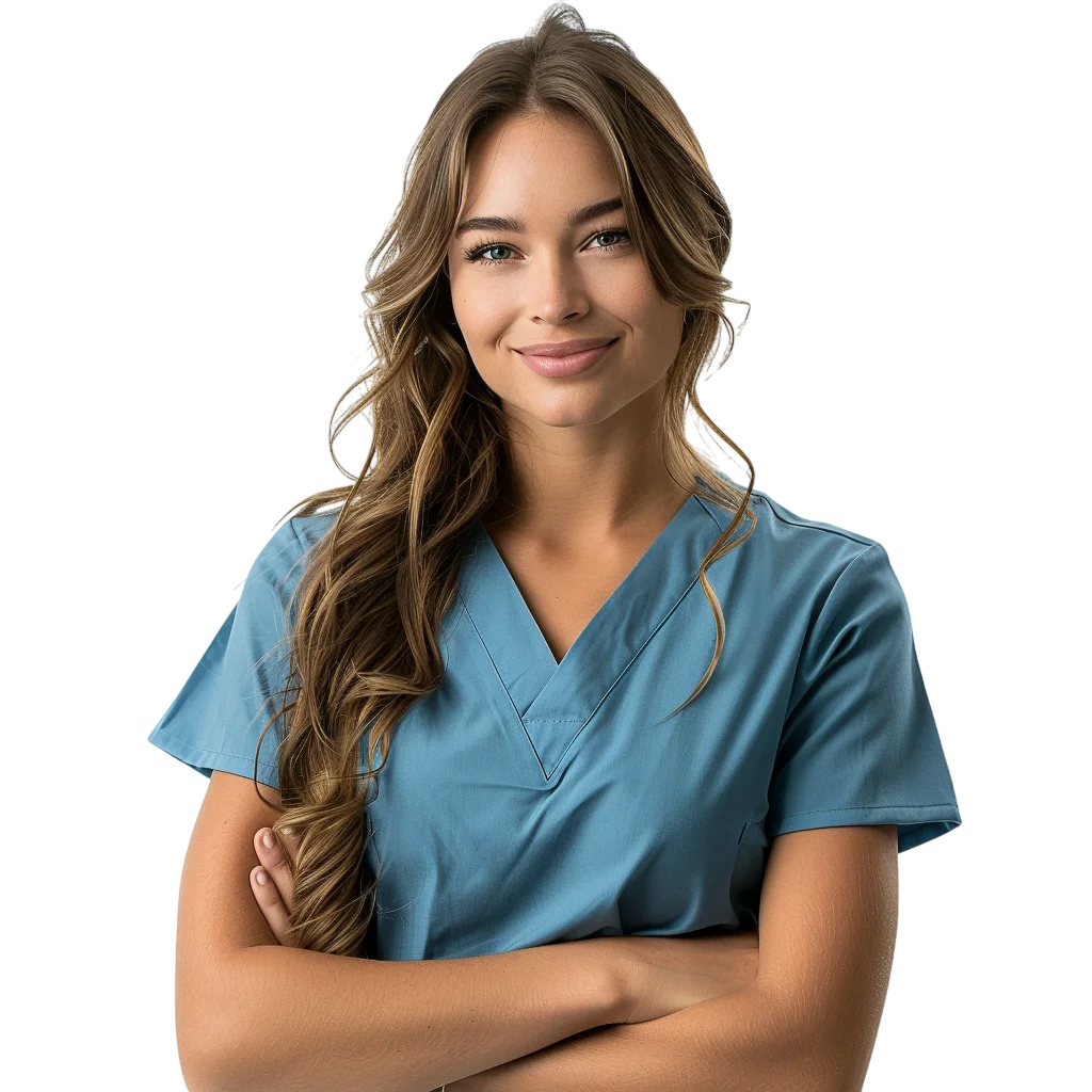 Smiling Nurse in Medical Scrubs Free PNG