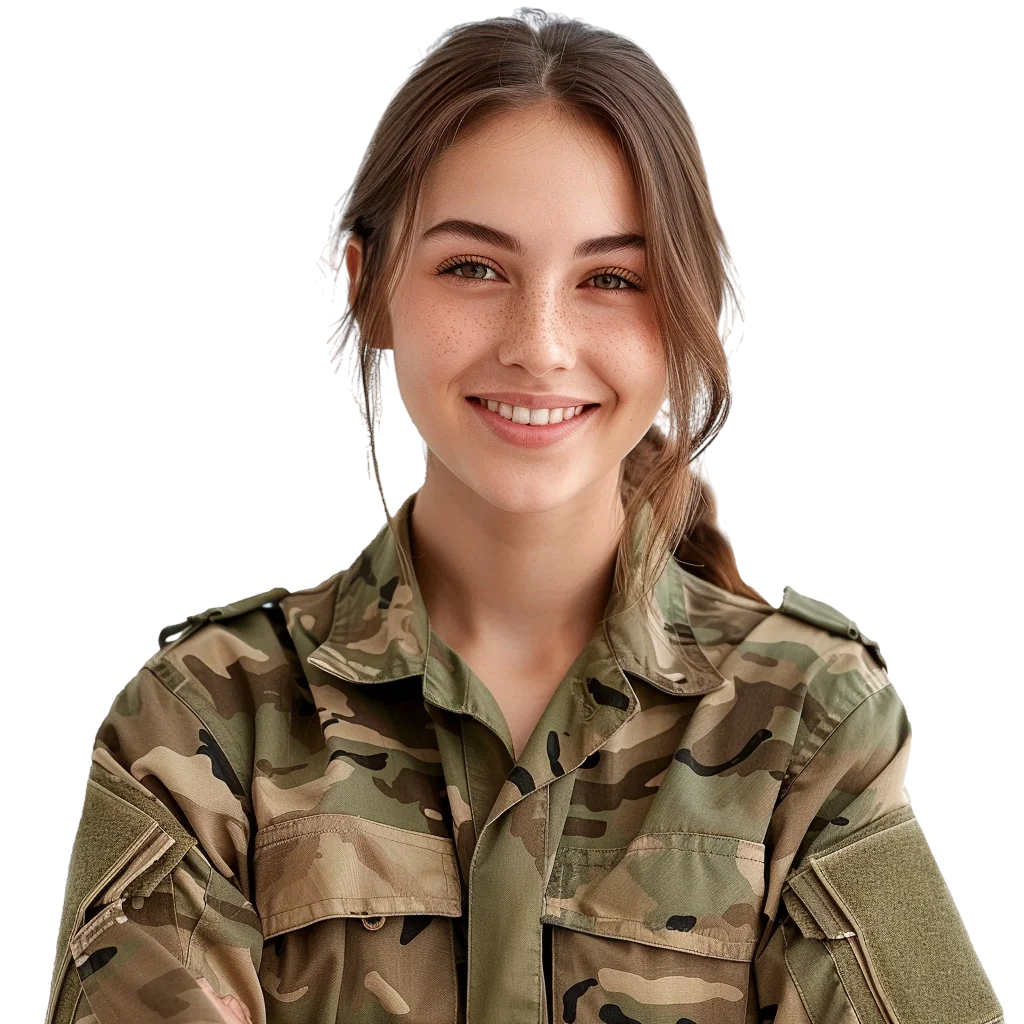Smiling Woman in Military Uniform Free PNG