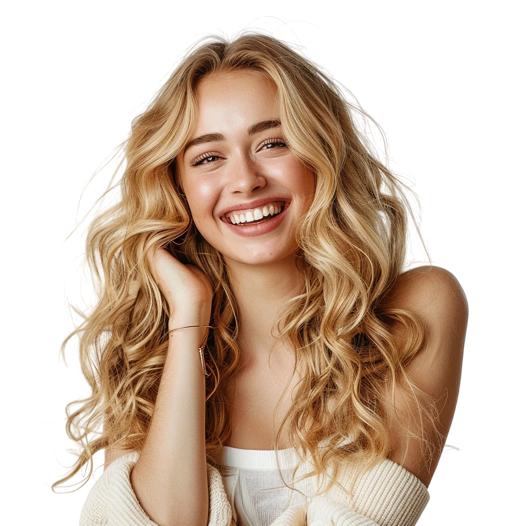 Blonde Curly Hair Woman Free PNG Image