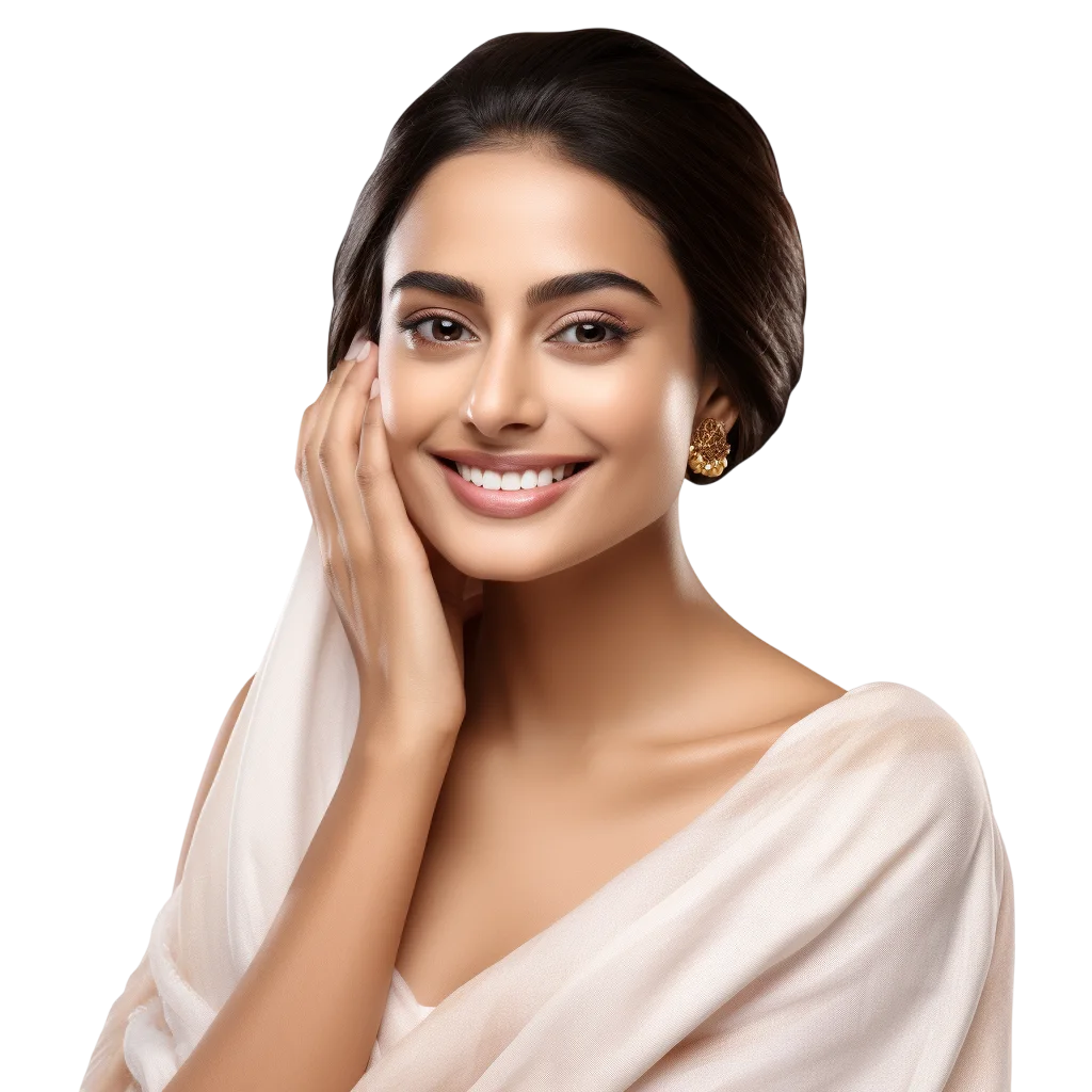 Woman Touching Face Free PNG Image