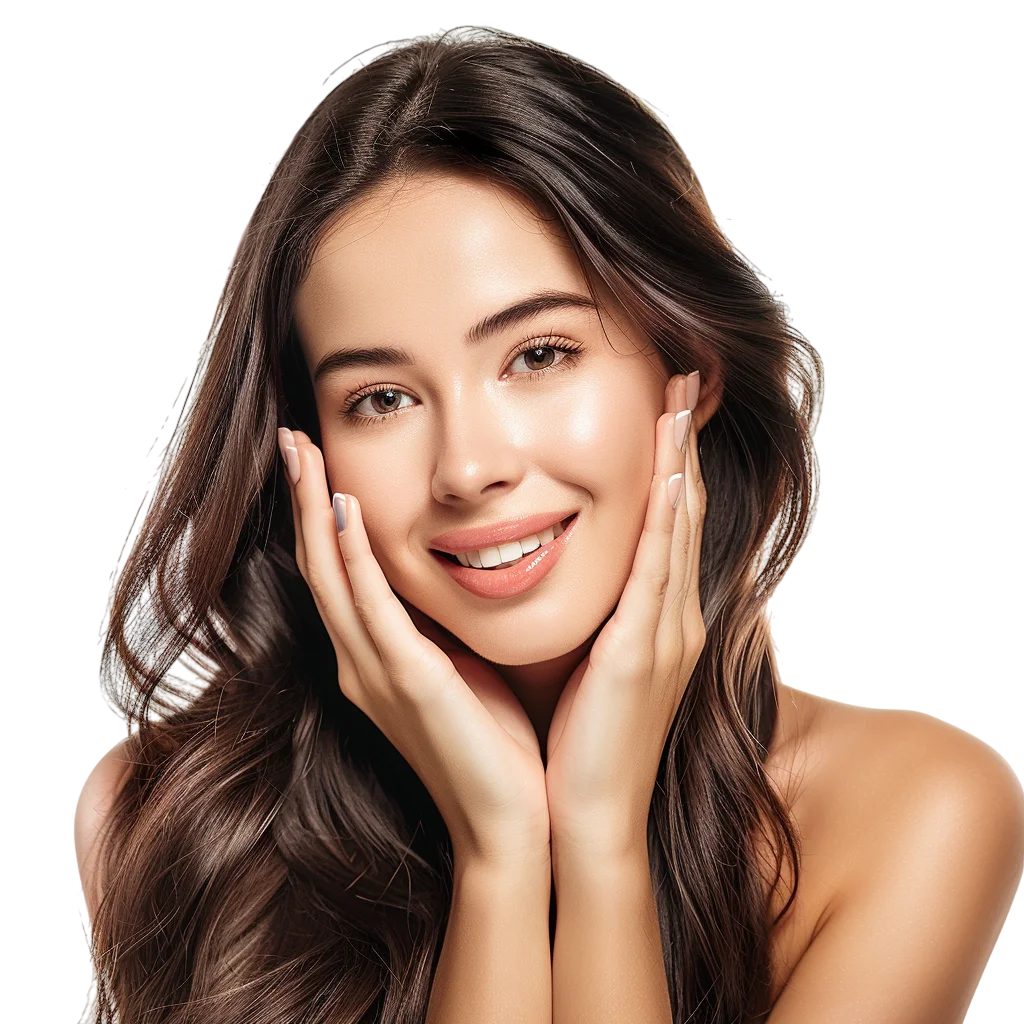 Woman Touching Face Beautiful Portrait Free PNG Image