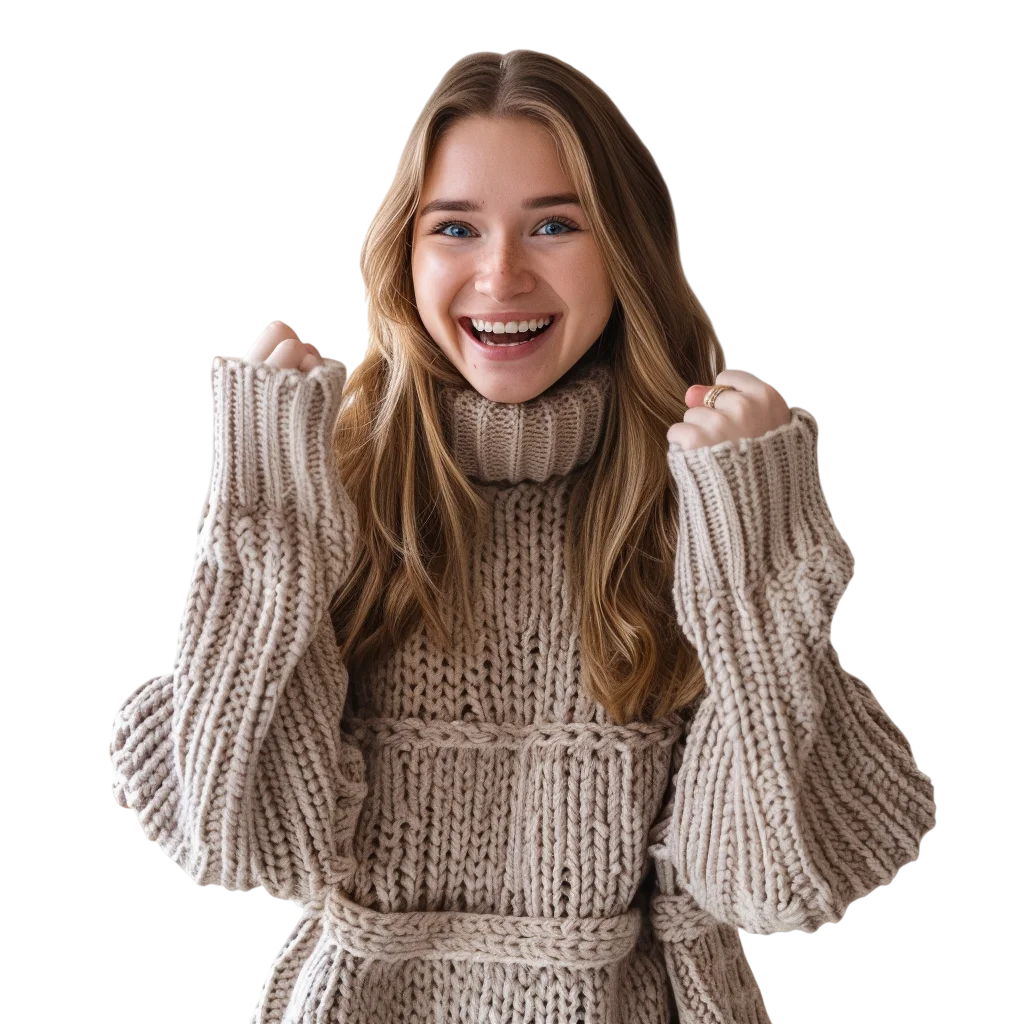 Woman in Beige Turtleneck Sweater Free PNG Image