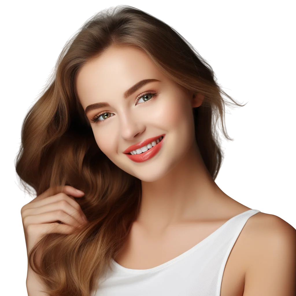 Brunette Woman in White Top Free PNG Image