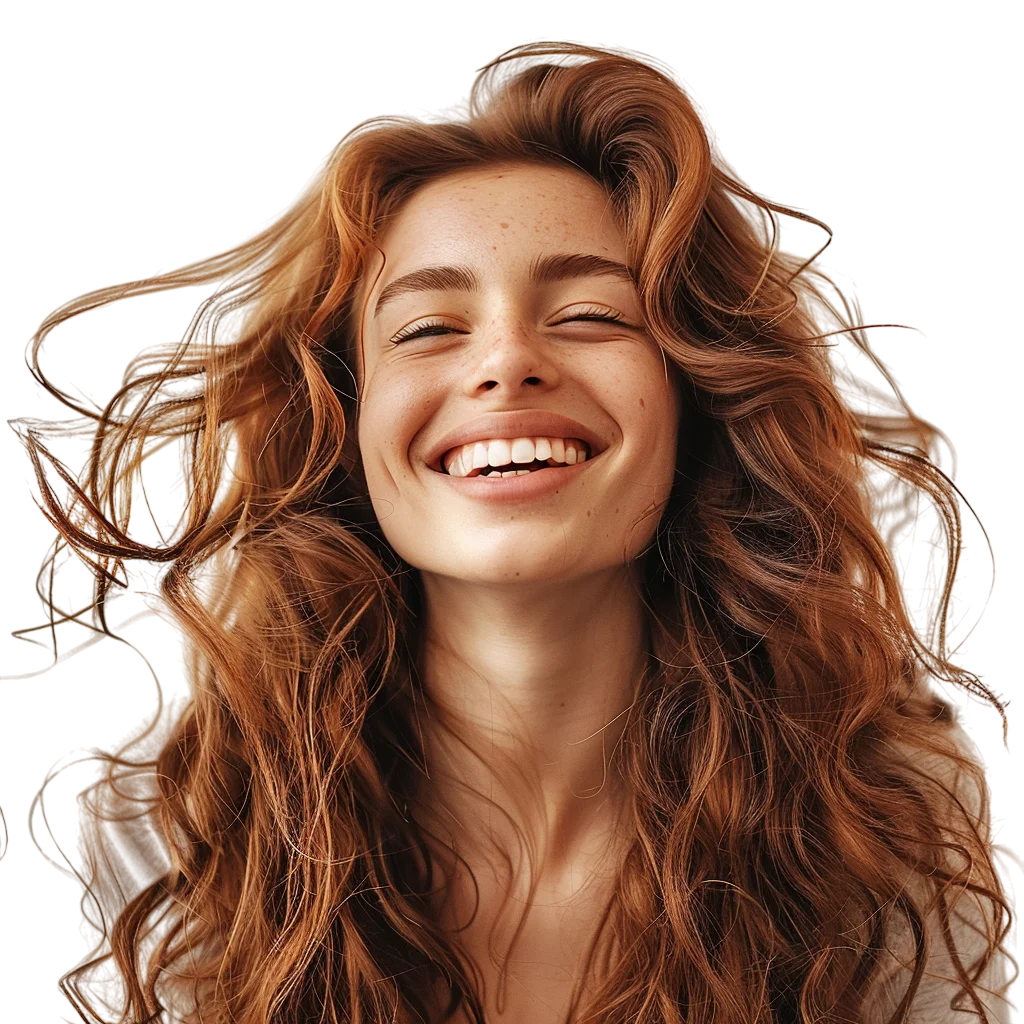 Curly Hair Woman Portrait Free PNG Image
