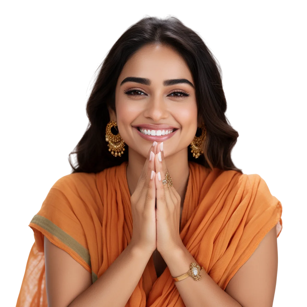 Indian Woman Namaste Greeting Free PNG Portrait