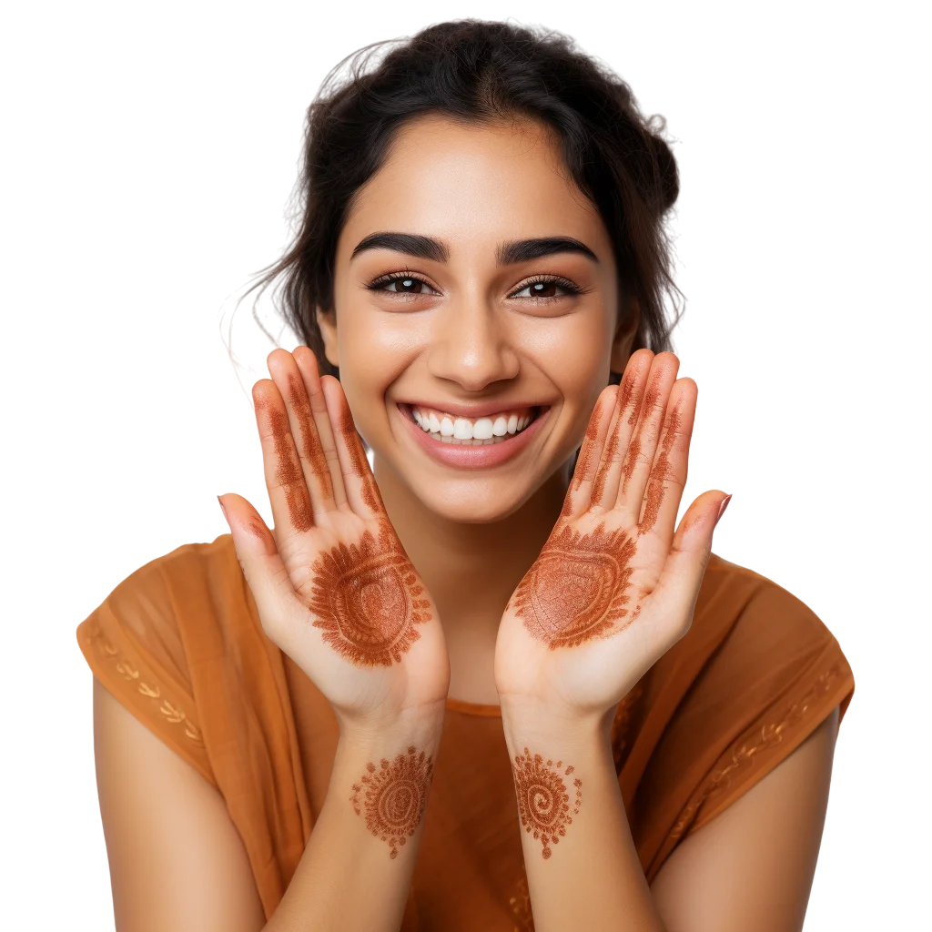 Smiling Indian Woman with Clay on Face Free PNG