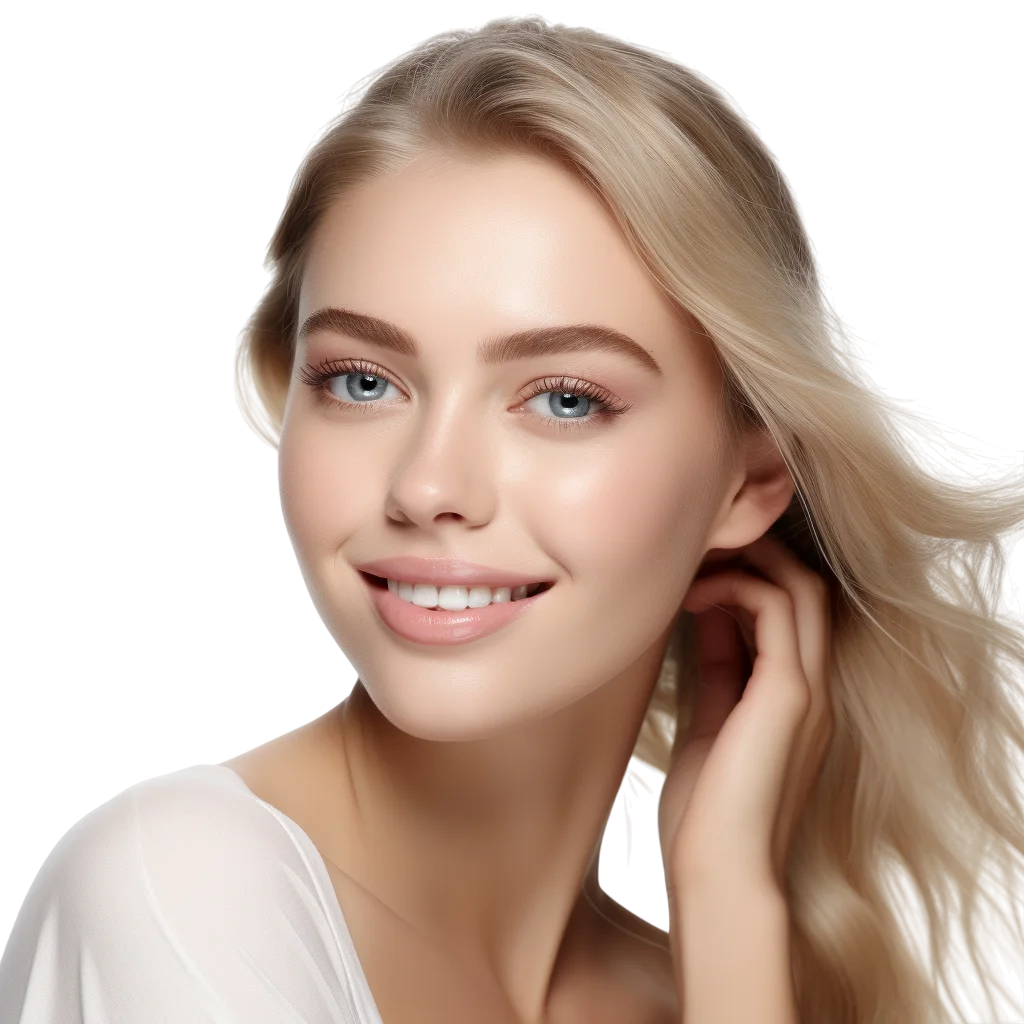 Smiling Blonde Woman with Wavy Hair Free PNG