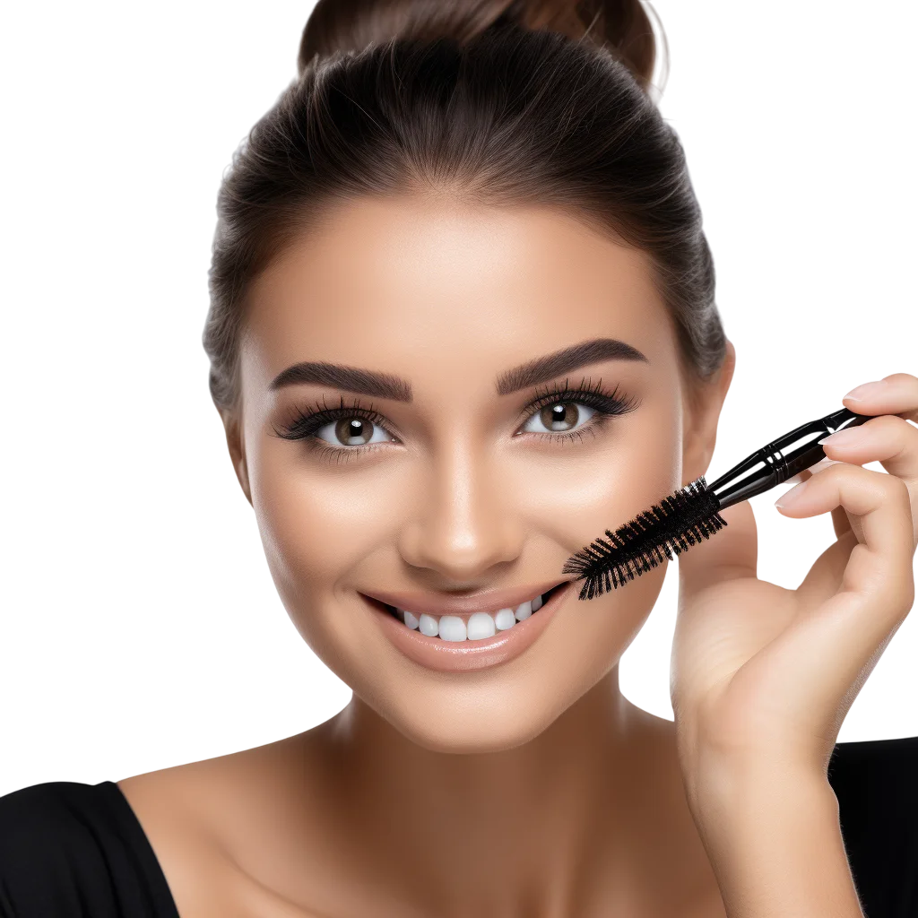 Woman Applying Makeup with Brush Free PNG
