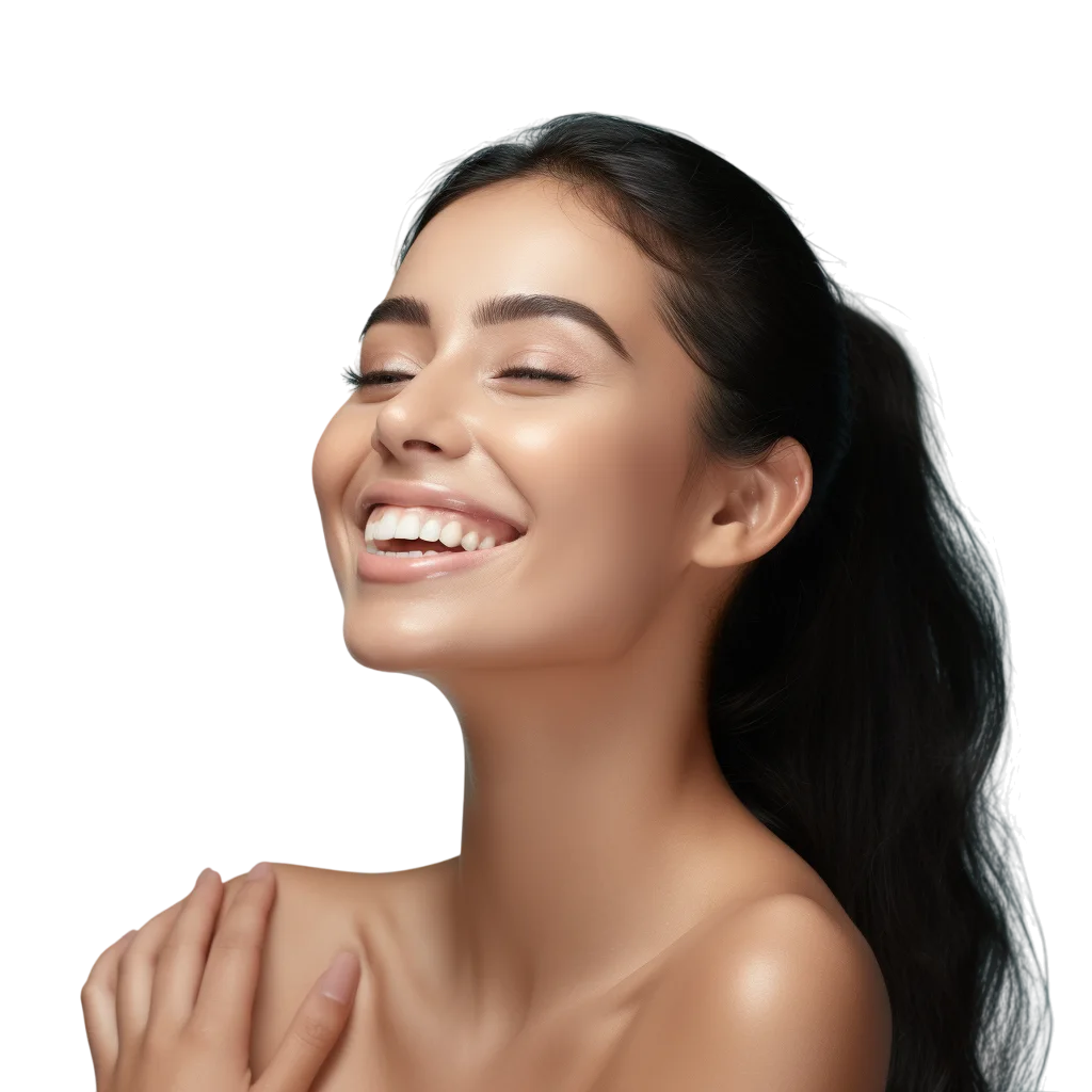 Smiling Woman Portrait with Hair Back Free PNG