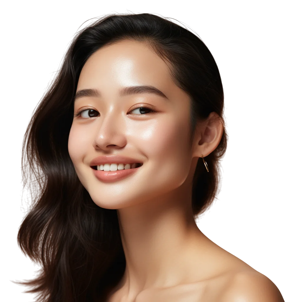 Smiling Asian Woman Long Hair Free PNG Stock