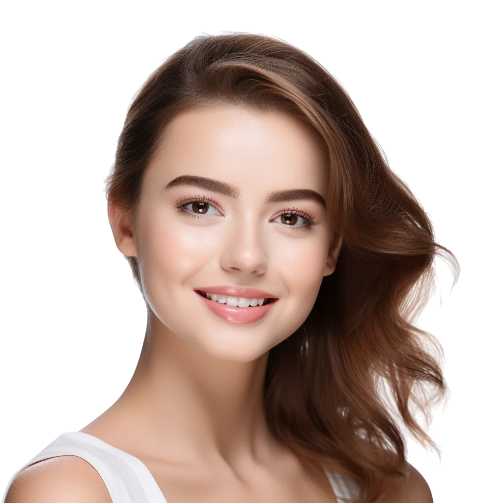 Smiling Woman with Soft Hair Free PNG Image File