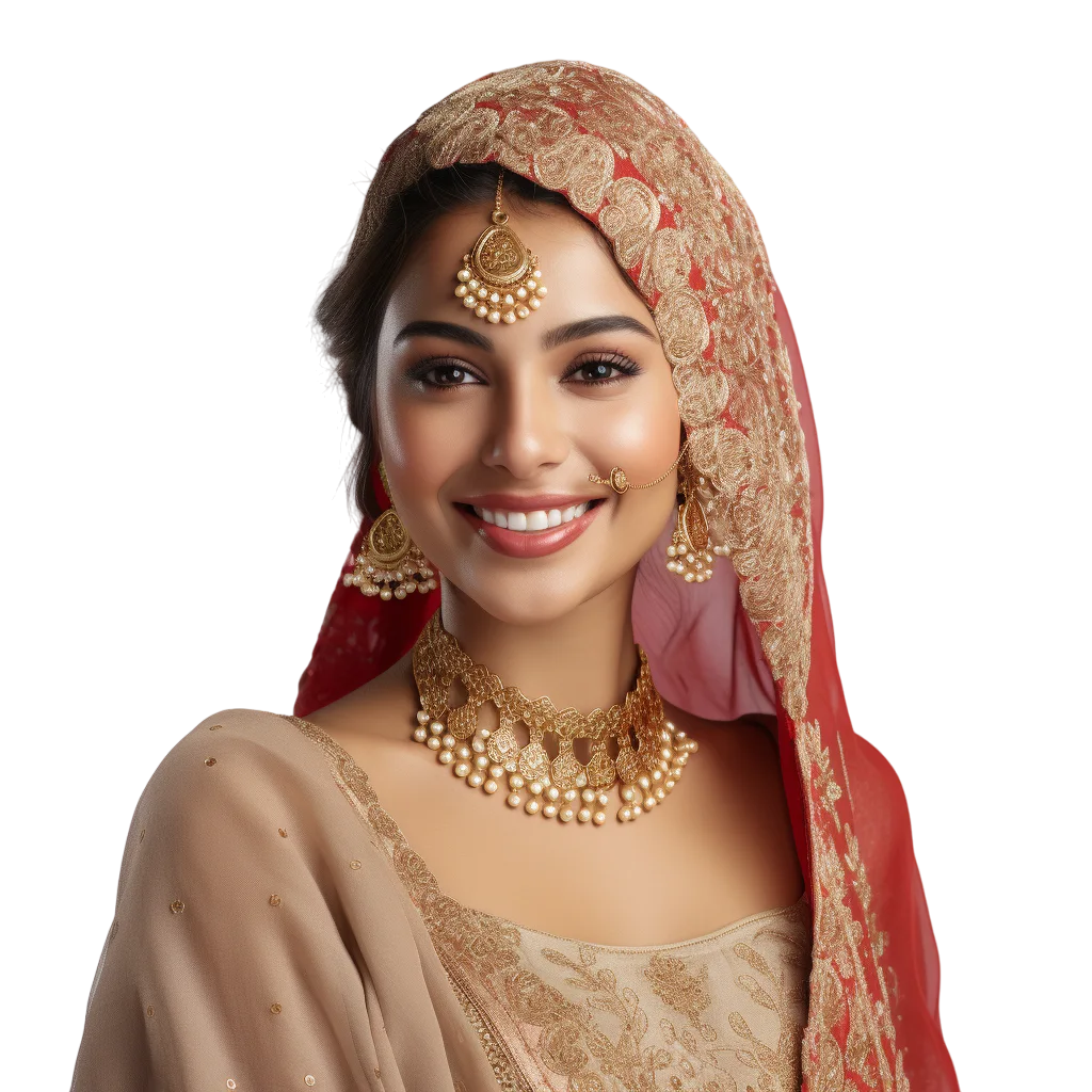Smiling Woman in Bridal Veil Free PNG Stock