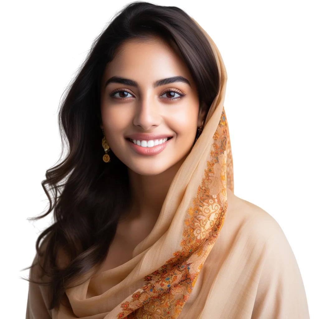 Smiling Woman with Scarf Free PNG Image File