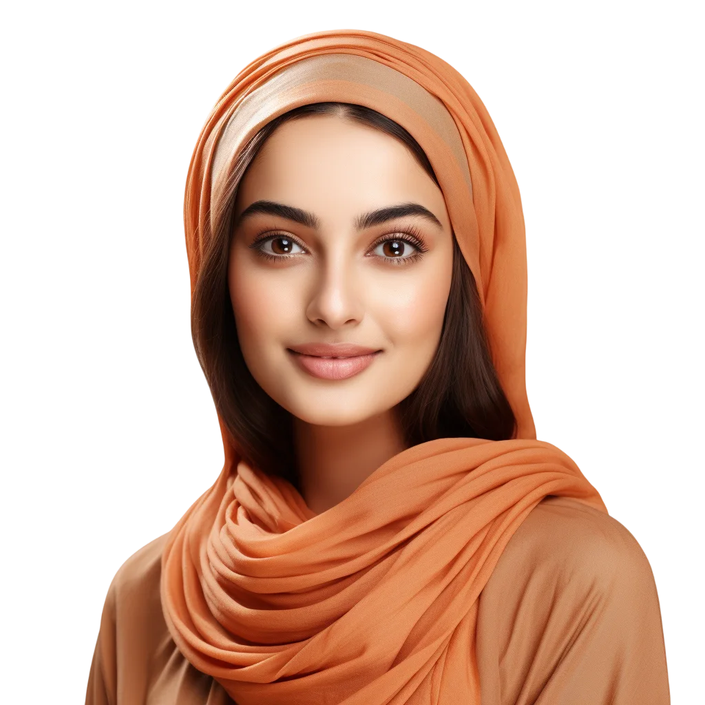 Smiling Woman in Orange Headscarf Free PNG