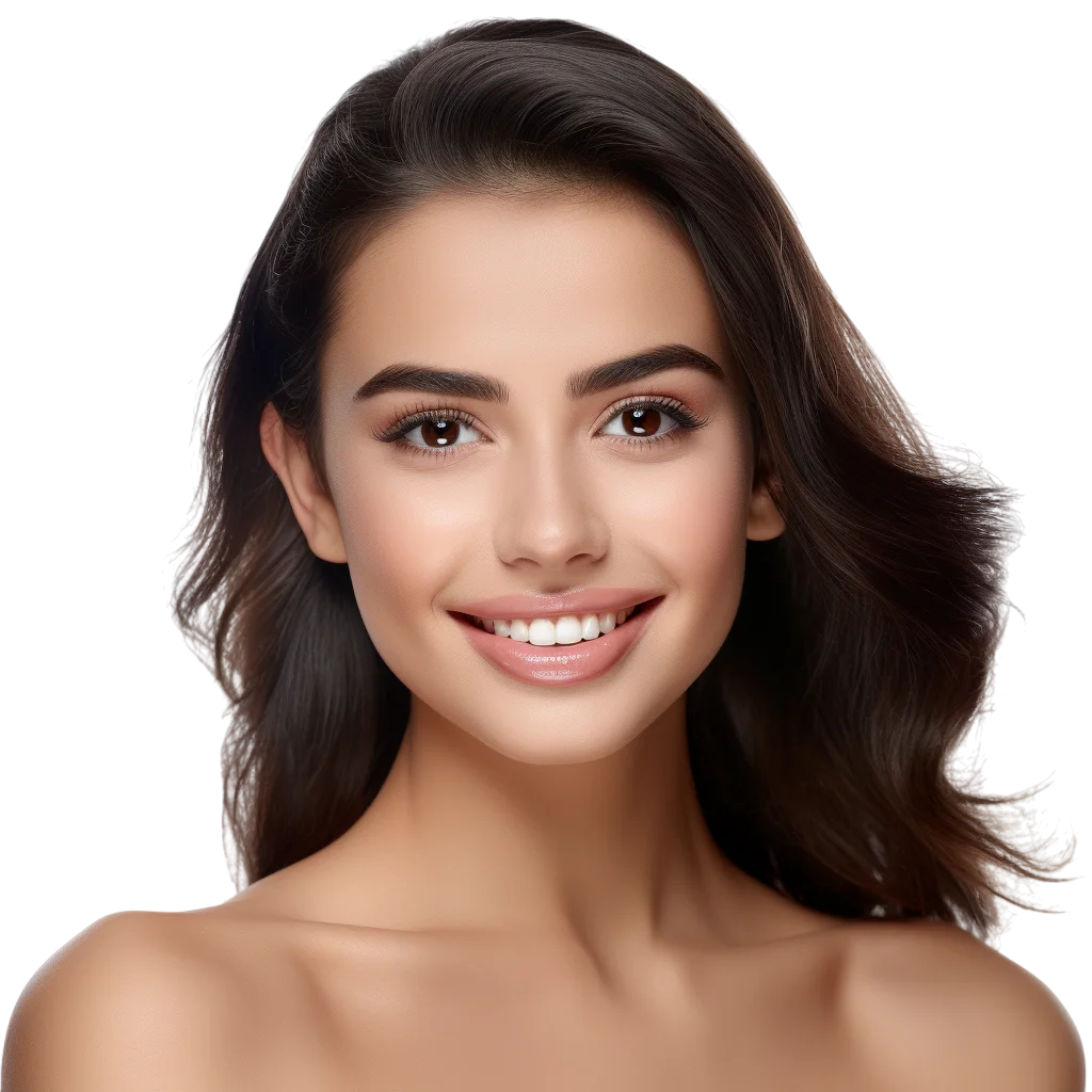 Smiling Brunette Woman Face Portrait Free PNG
