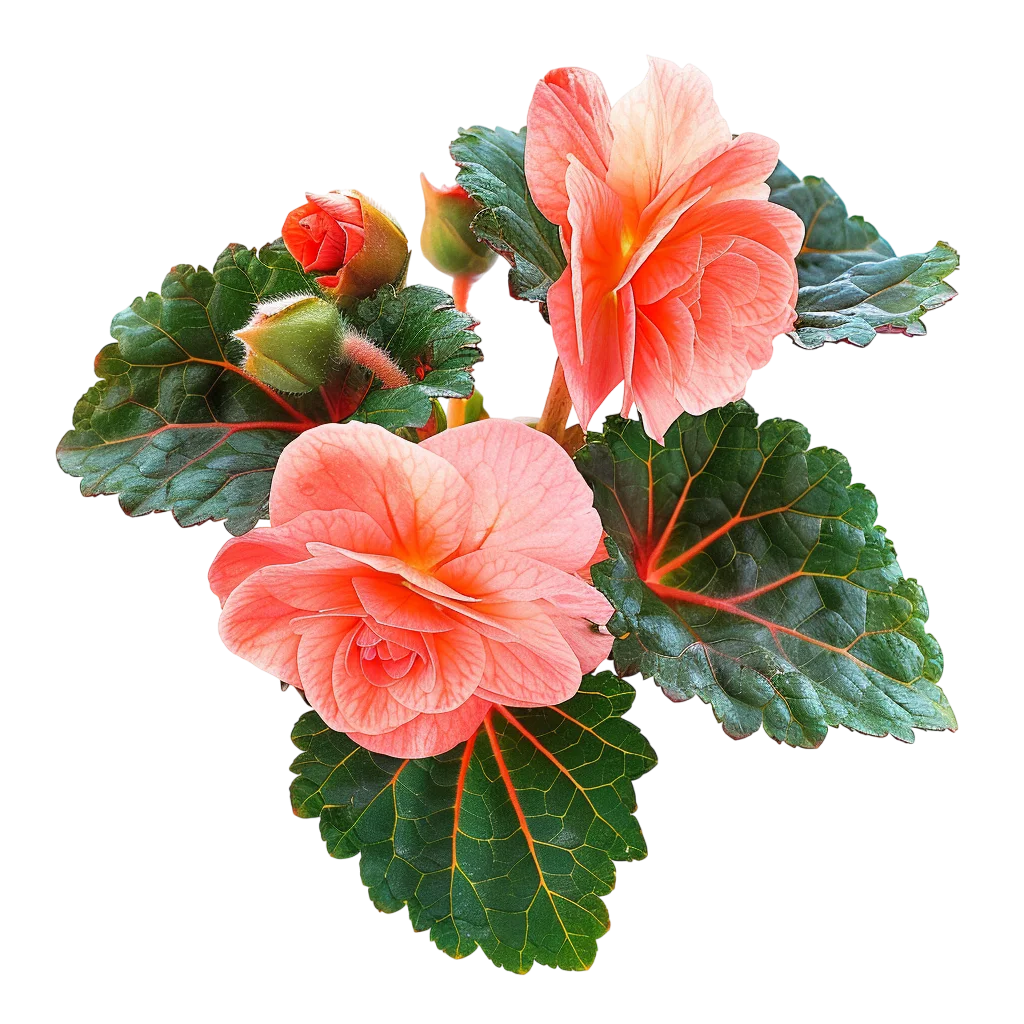 Coral Pink Begonia Flowers Bunch Free PNG