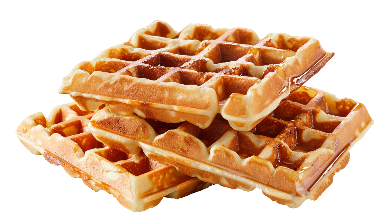 Stack of Golden Waffles Free PNG Image