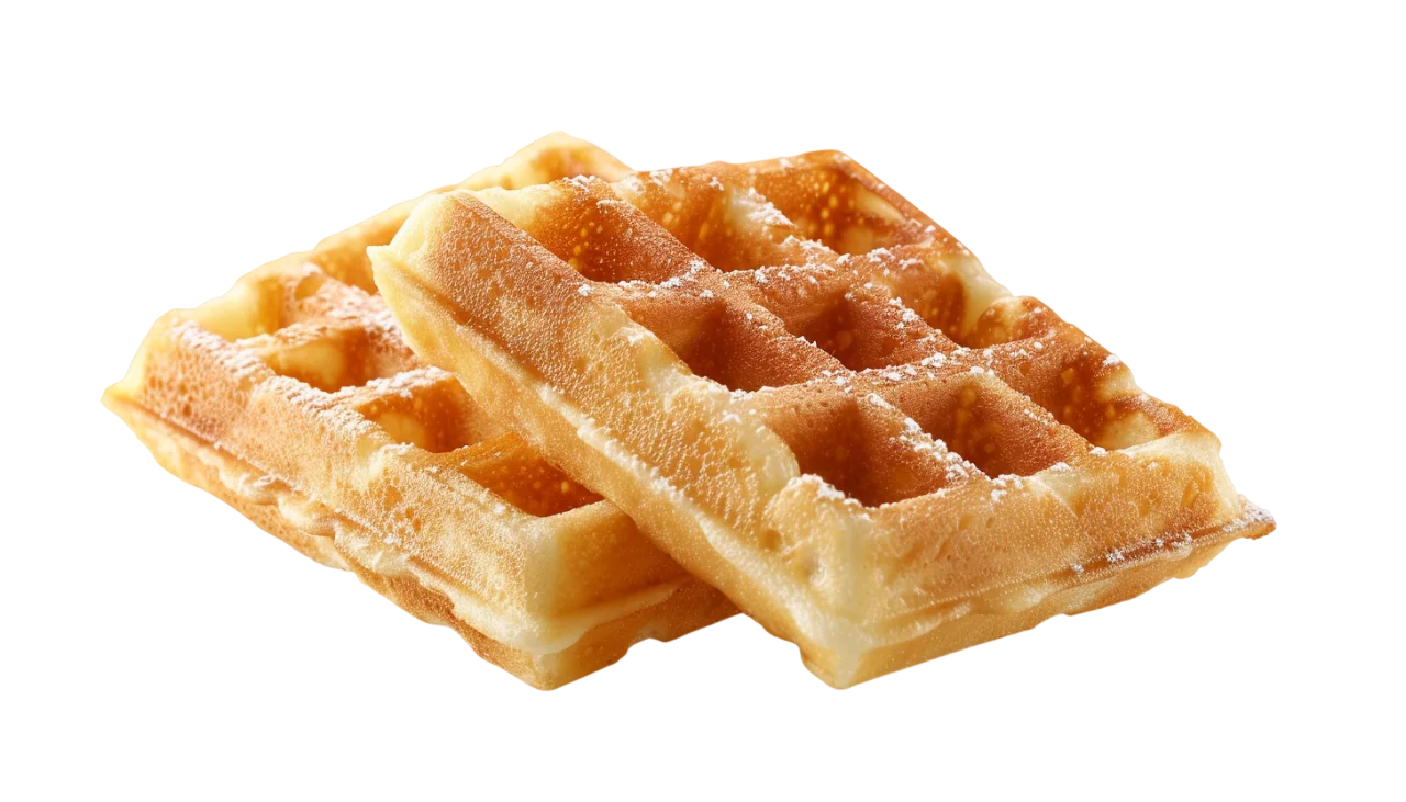 Golden Waffle Slices Stack Free PNG Image