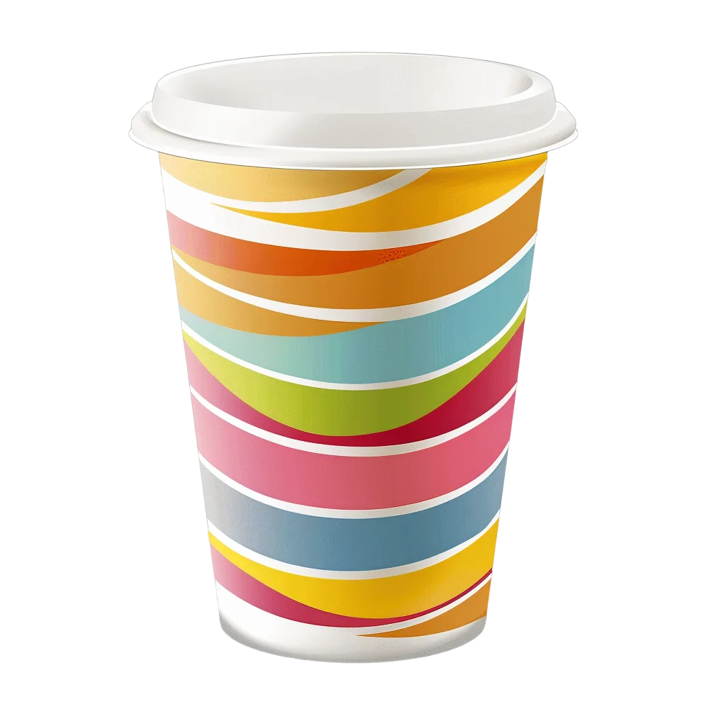 Colorful Striped Paper Coffee Cup Free PNG
