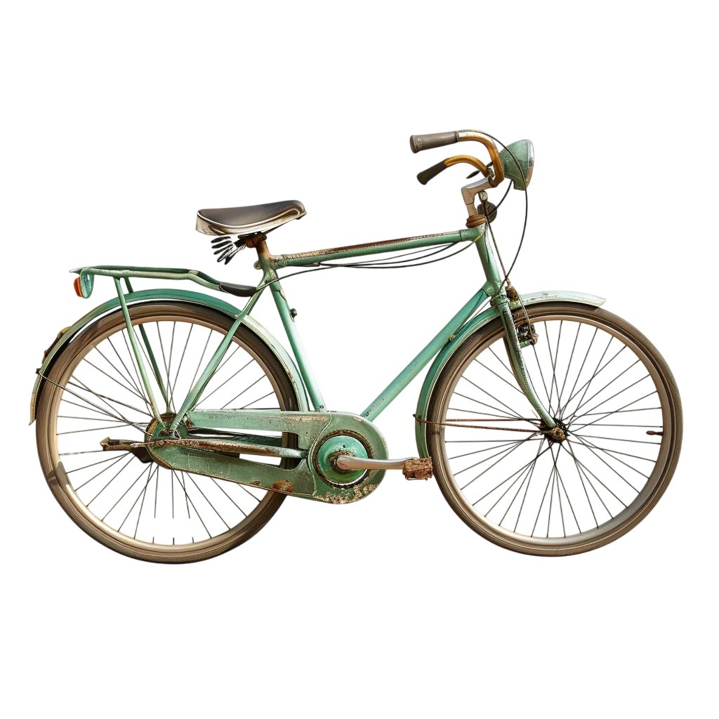 Vintage Green Bicycle Side View Free PNG