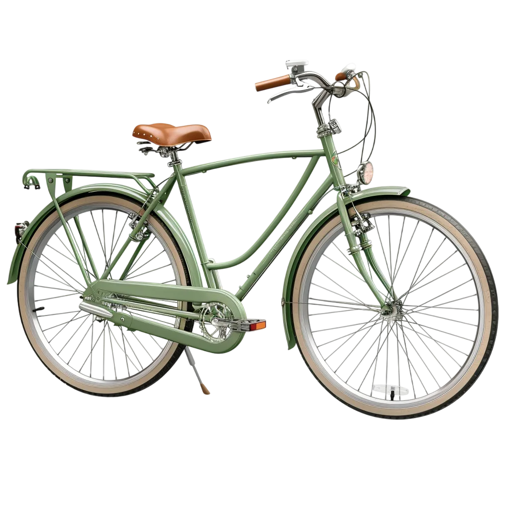 Vintage Green Bicycle Side View Free PNG