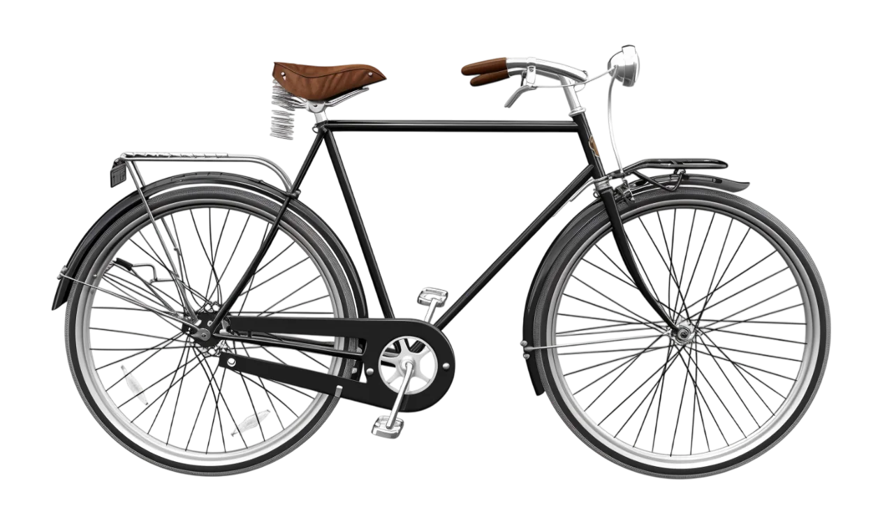 Vintage Black Bicycle Side View Free PNG