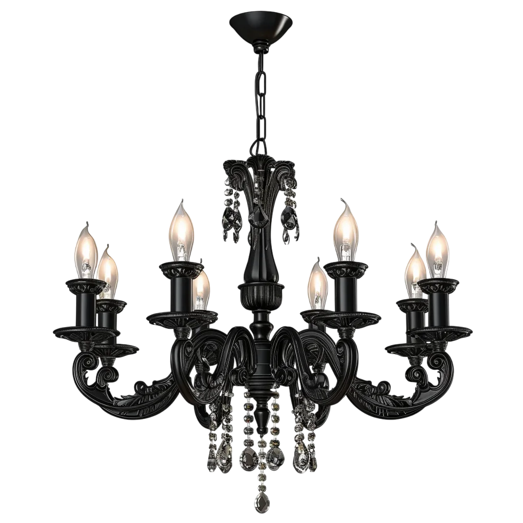 Black Ornate Chandelier Light Free PNG Image