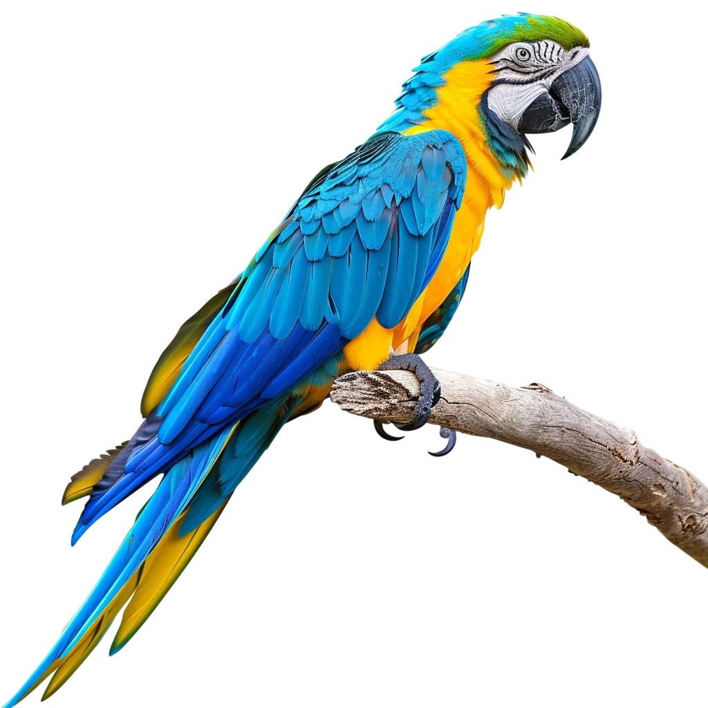 Colorful Macaw Parrot on Branch Free PNG