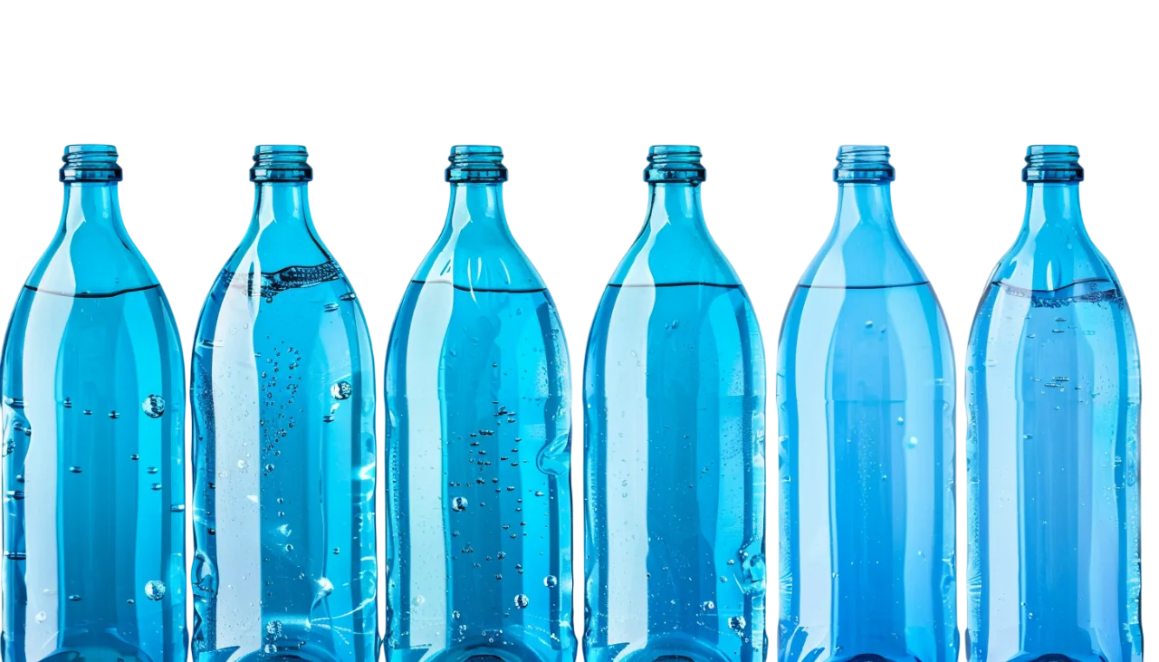 Blue Glass Bottles Lineup Free PNG Image