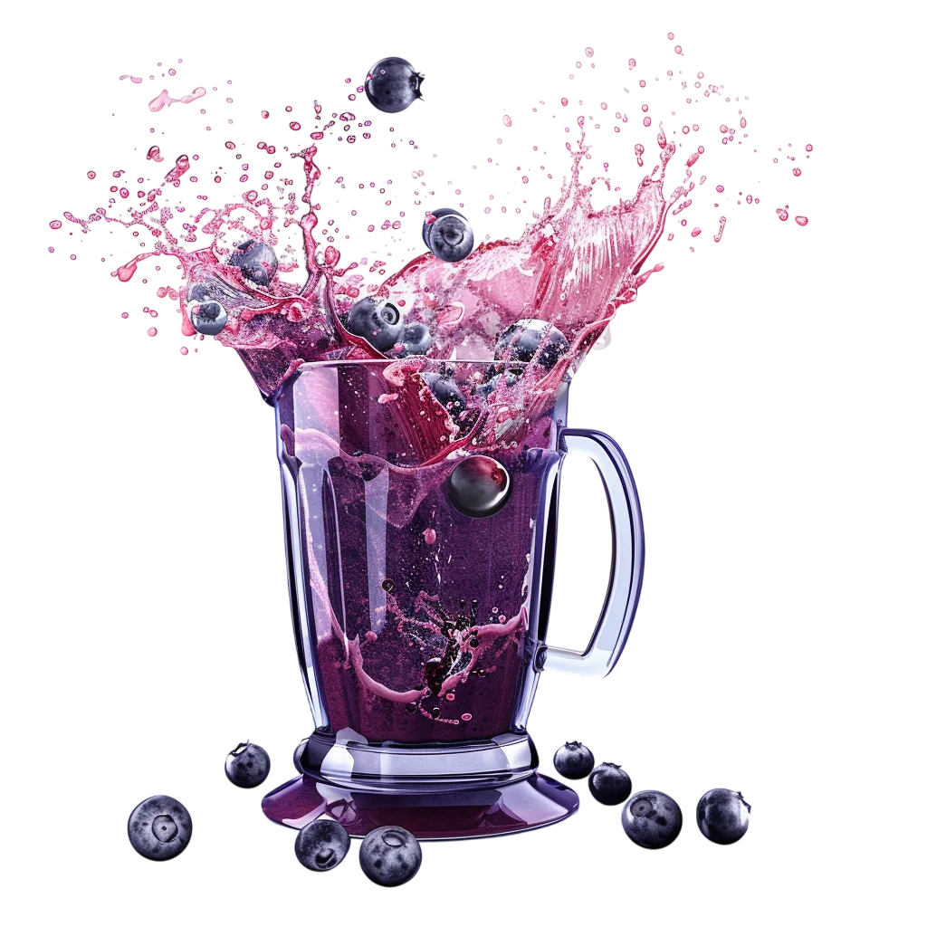 Blueberry Fruit Juice Splash in Glass Free PNG