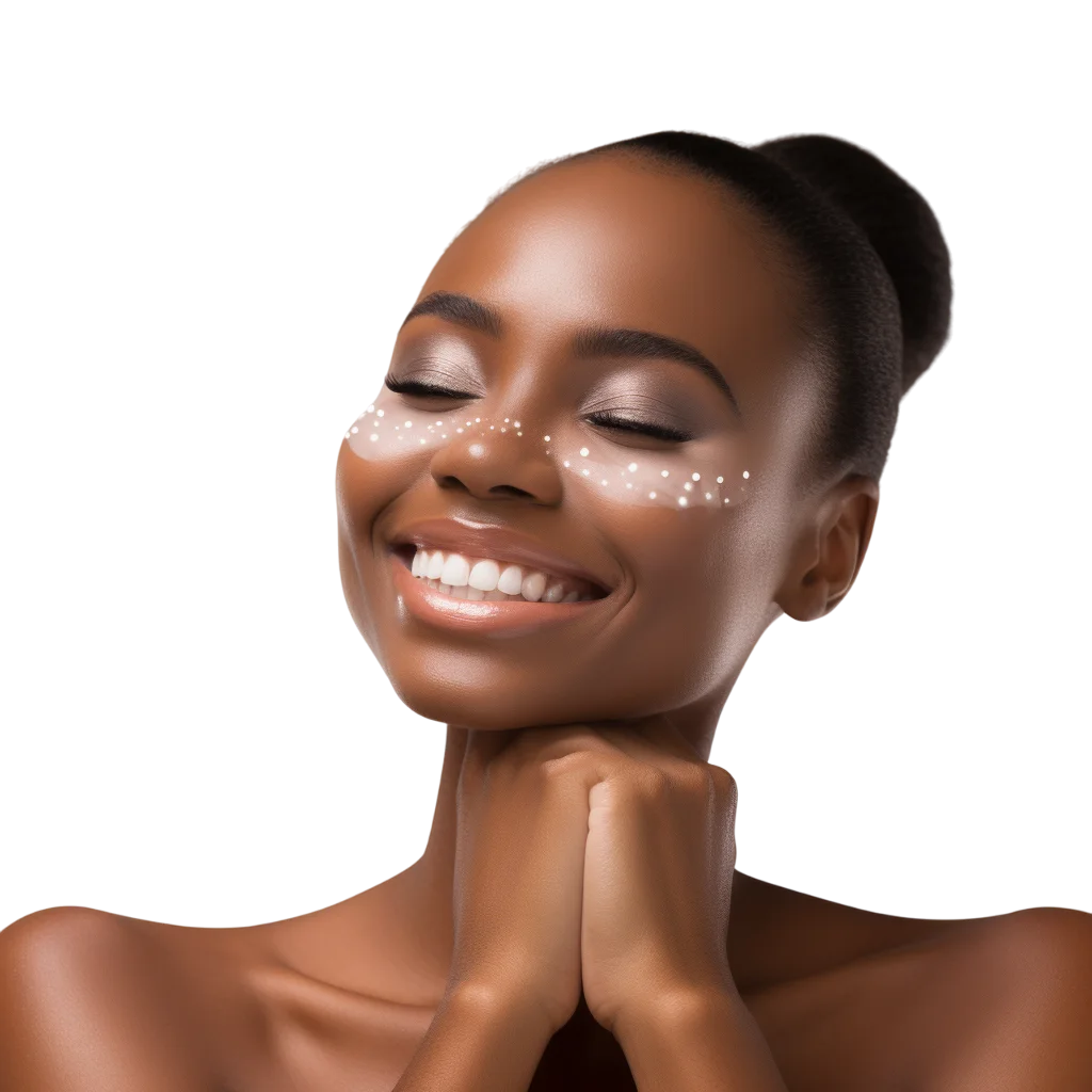 Smiling Black Woman with Face Cream Free PNG