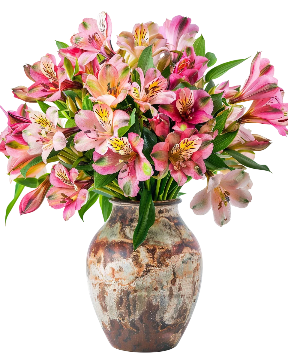 Vibrant Pink Alstroemeria Bouquet Free PNG