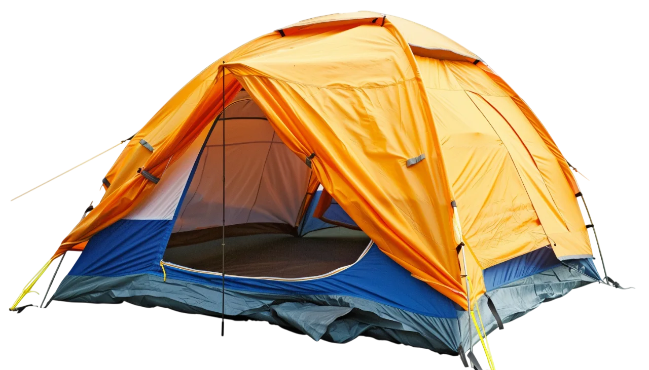 Orange Camping Tent Isolated Free PNG Graphic