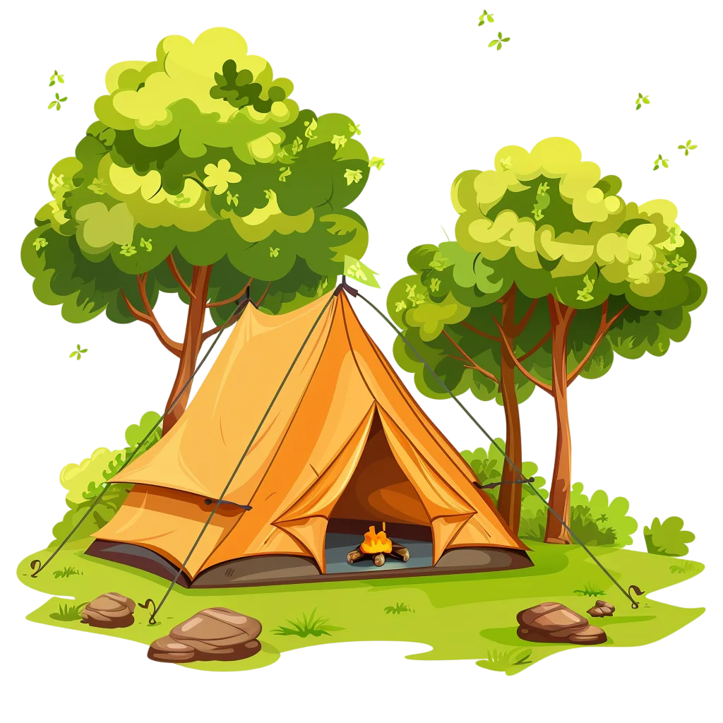 Camping Tent in Forest Landscape Free PNG Image