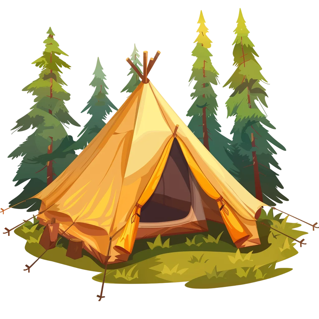 Camping Tent in Forest Landscape Free PNG