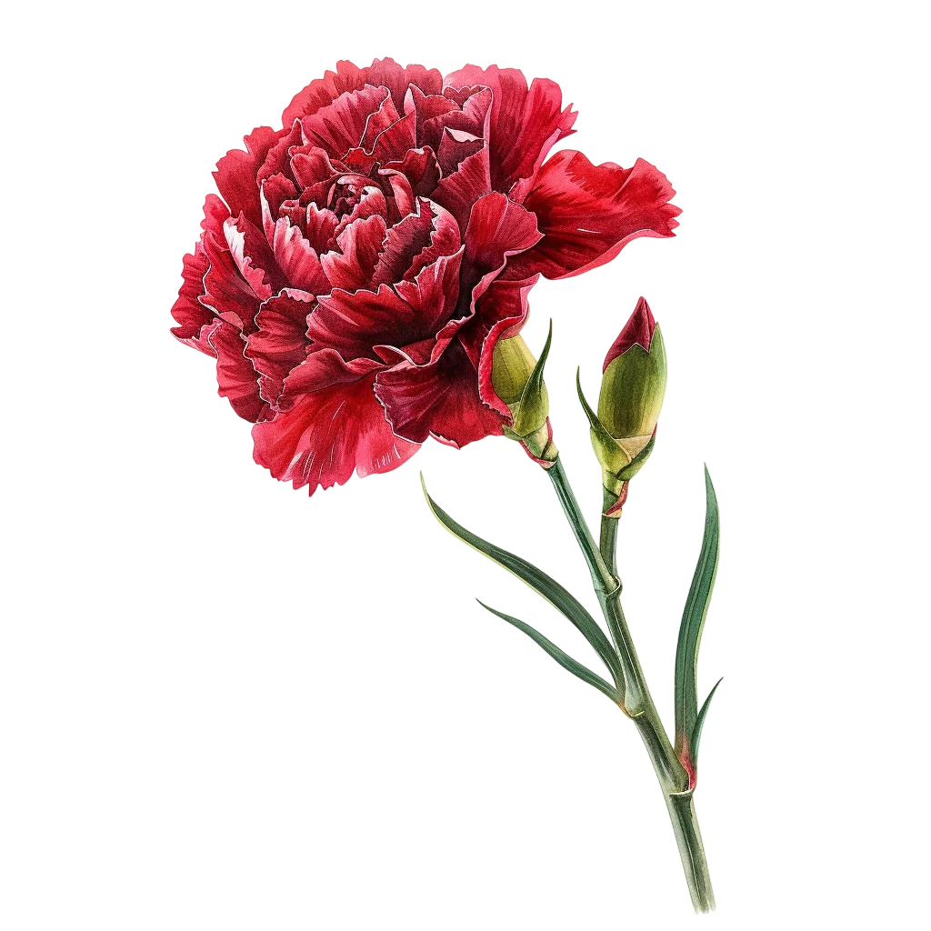 Single Dark Red Carnation Flower Free PNG