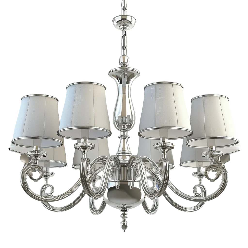Classic Silver Chandelier Light Free PNG