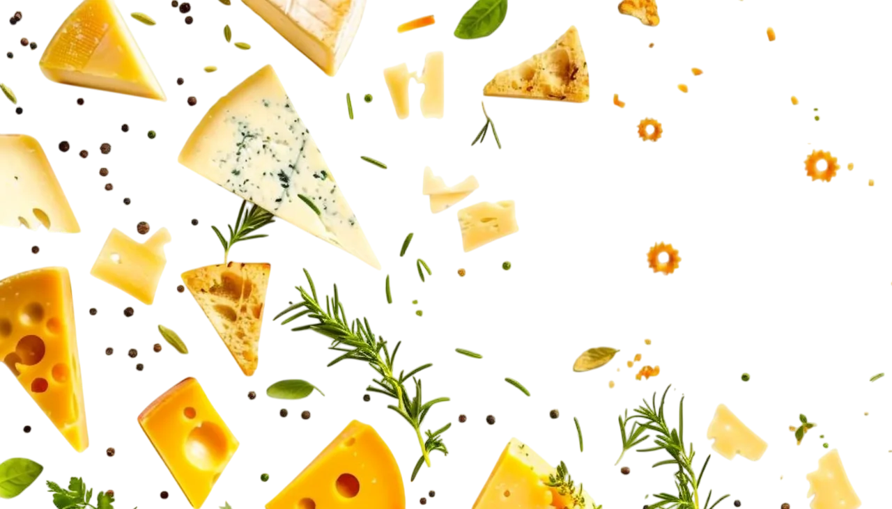Cheese and Herbs Pattern Background Free PNG