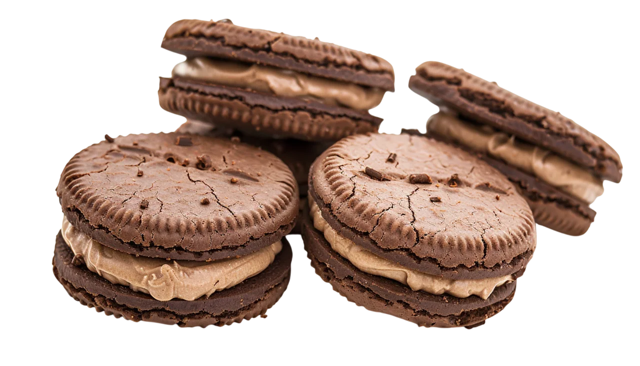 Stack of Chocolate Cream Sandwich Cookies Free PNG
