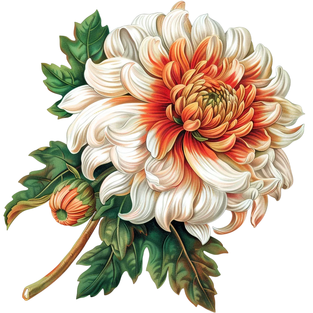 White and Orange Chrysanthemum Flower Free PNG