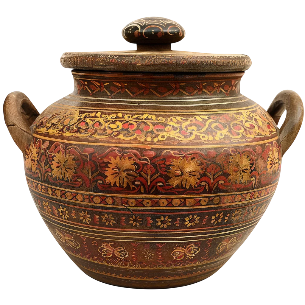 Traditional Ornate Clay Pottery Pot Free PNG